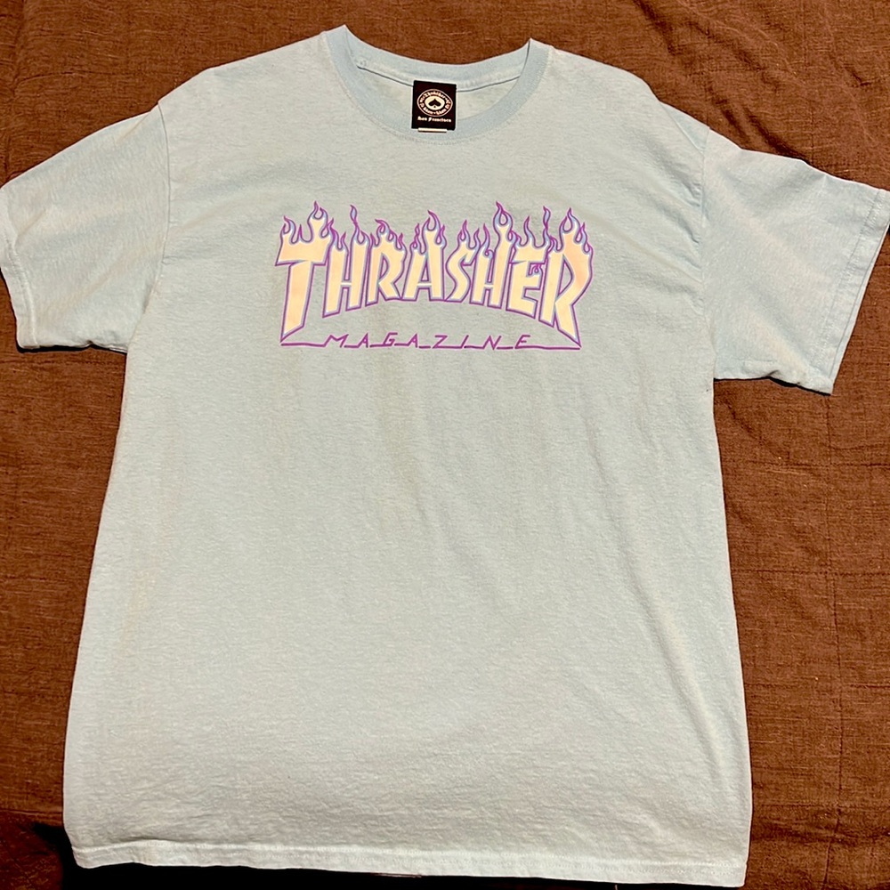 Thrasher Flame Sky Blue T-Shirt